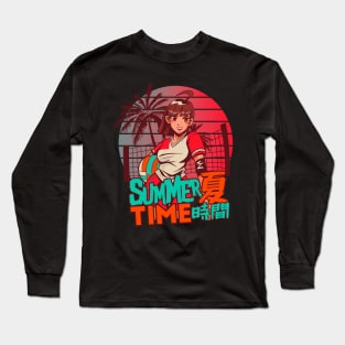 80s summer time anime girl Long Sleeve T-Shirt